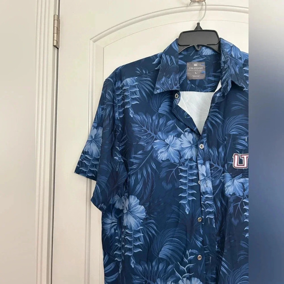 Utah Tech Colosseum Men's Button Up Hawaiian Shirt Navy size Large - Picture 3 of 13